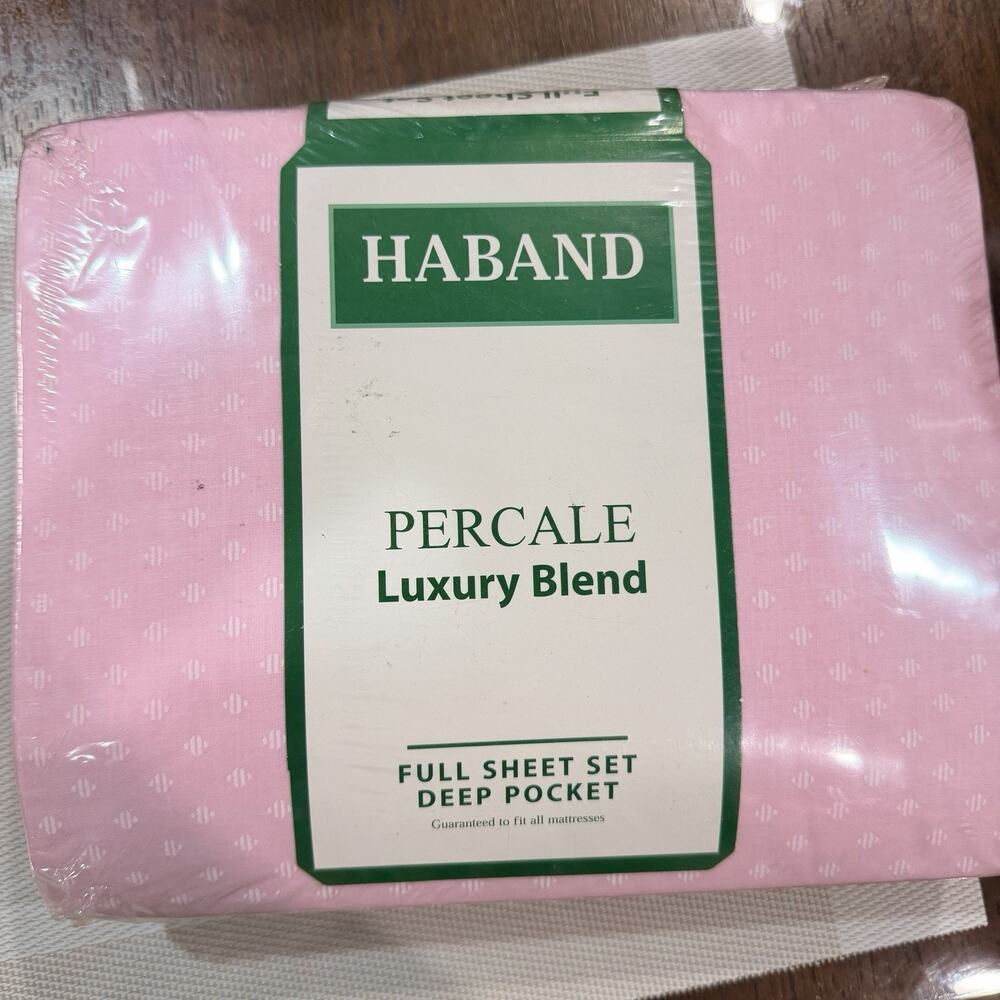Haband Percale Luxury Blend Full Sheet Set Deep Pocket Pink Vintage